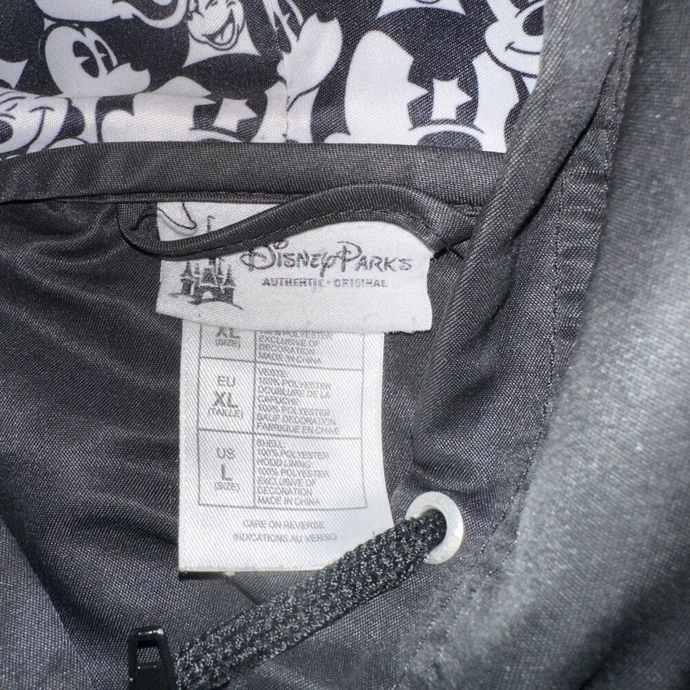 Disney Lightweight Jacket Big Boys L Black Mickey Mouse Lined Hooded Embroidered - Picture 10 of 11